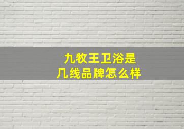 九牧王卫浴是几线品牌怎么样