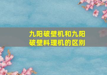 九阳破壁机和九阳破壁料理机的区别