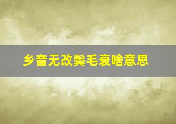 乡音无改鬓毛衰啥意思