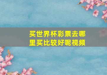 买世界杯彩票去哪里买比较好呢视频