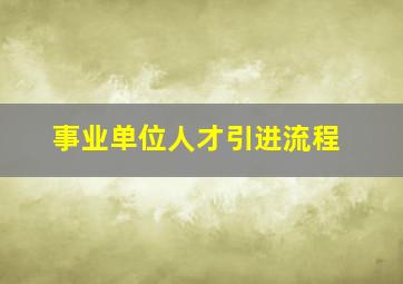 事业单位人才引进流程