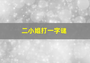 二小姐打一字谜