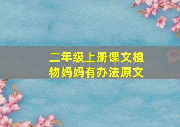 二年级上册课文植物妈妈有办法原文