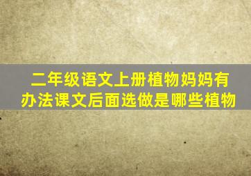 二年级语文上册植物妈妈有办法课文后面选做是哪些植物