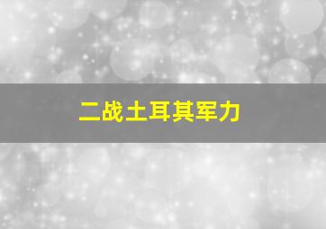 二战土耳其军力