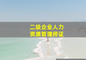 二级企业人力资源管理师证