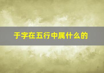 于字在五行中属什么的