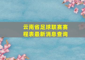 云南省足球联赛赛程表最新消息查询