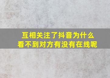 互相关注了抖音为什么看不到对方有没有在线呢