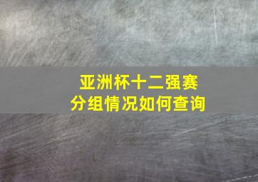 亚洲杯十二强赛分组情况如何查询