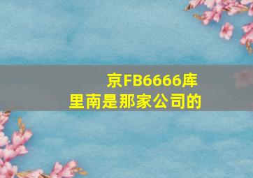 京FB6666库里南是那家公司的