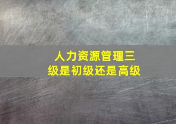 人力资源管理三级是初级还是高级