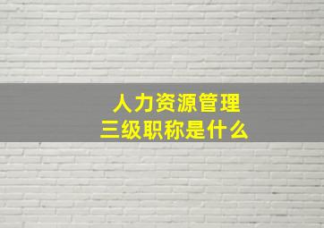 人力资源管理三级职称是什么