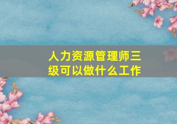 人力资源管理师三级可以做什么工作