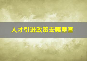 人才引进政策去哪里查