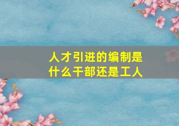 人才引进的编制是什么干部还是工人