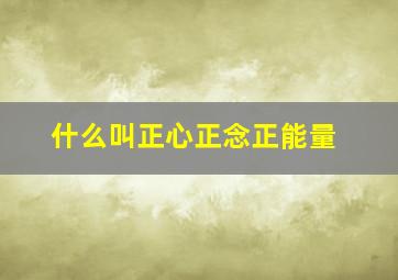 什么叫正心正念正能量