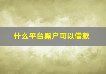 什么平台黑户可以借款