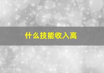 什么技能收入高