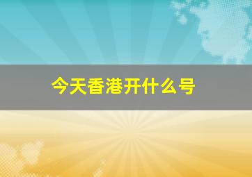 今天香港开什么号