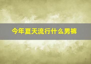 今年夏天流行什么男裤