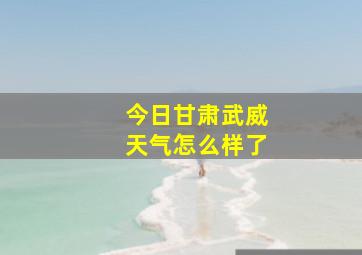 今日甘肃武威天气怎么样了