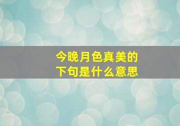 今晚月色真美的下句是什么意思