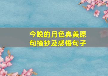 今晚的月色真美原句摘抄及感悟句子