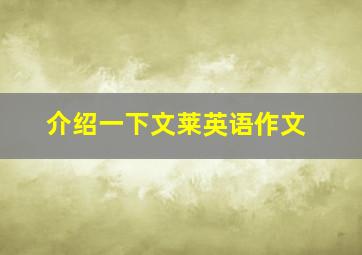 介绍一下文莱英语作文