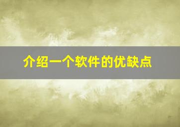 介绍一个软件的优缺点