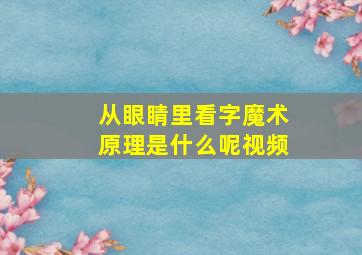 从眼睛里看字魔术原理是什么呢视频