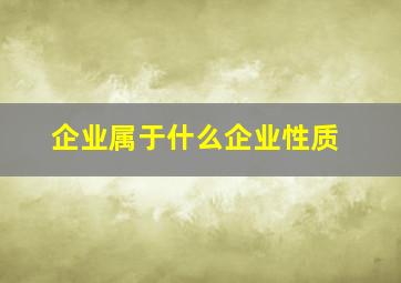 企业属于什么企业性质