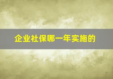 企业社保哪一年实施的