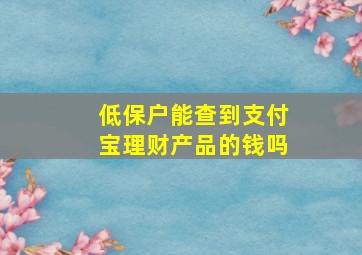 低保户能查到支付宝理财产品的钱吗