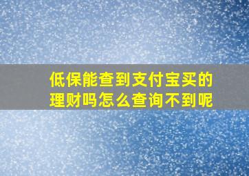 低保能查到支付宝买的理财吗怎么查询不到呢