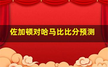 佐加顿对哈马比比分预测