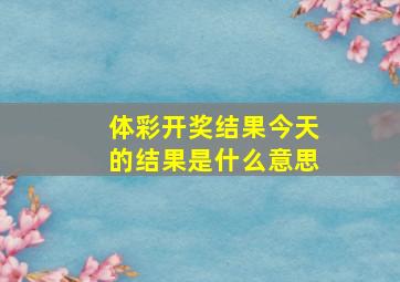 体彩开奖结果今天的结果是什么意思