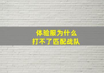 体验服为什么打不了匹配战队