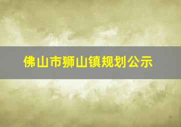 佛山市狮山镇规划公示