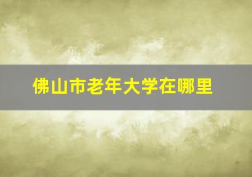 佛山市老年大学在哪里