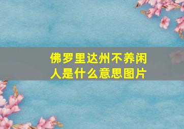 佛罗里达州不养闲人是什么意思图片