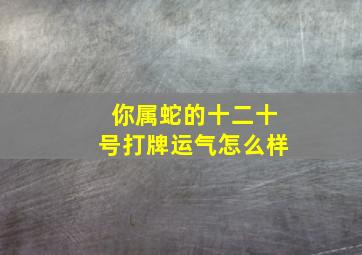 你属蛇的十二十号打牌运气怎么样