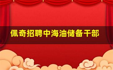 佩奇招聘中海油储备干部