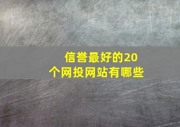 信誉最好的20个网投网站有哪些