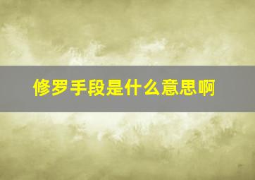 修罗手段是什么意思啊