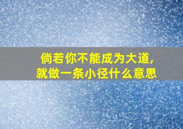 倘若你不能成为大道,就做一条小径什么意思