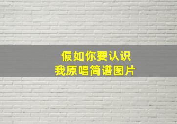 假如你要认识我原唱简谱图片