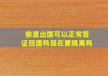 偷渡出国可以正常签证回国吗现在要隔离吗