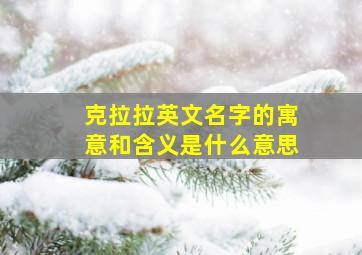 克拉拉英文名字的寓意和含义是什么意思