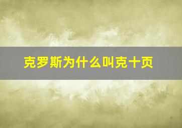 克罗斯为什么叫克十页